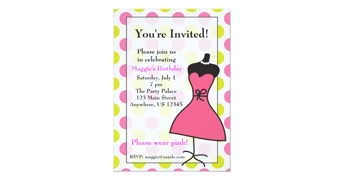 Pink and Green Dress Form Mannequin Invitations | Zazzle.com