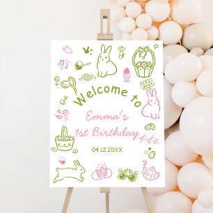 Pink and Green Easter 1st Birthday Welcome Foam Board
