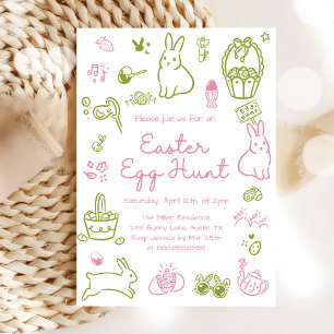 Pink and Green Easter Egg Hunt Party Invitation