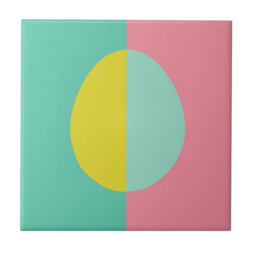 Pink and Green Egg Ceramic Tile