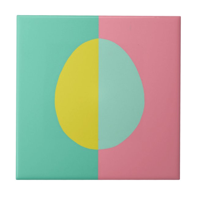 Pink and Green Egg Ceramic Tile (Front)