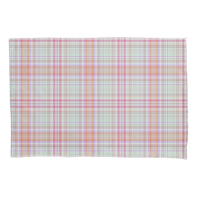 Pink and Green Elegant Geometric Plaid Pillow Case (Front)