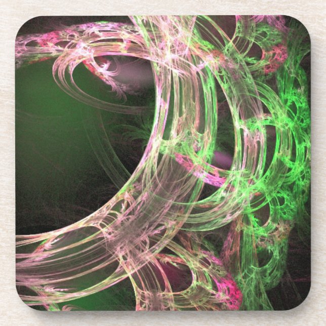 Pink and Green Energy Beverage Coaster (Front)