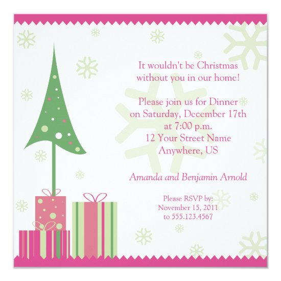 Pink and Green Festive Christmas Invitation