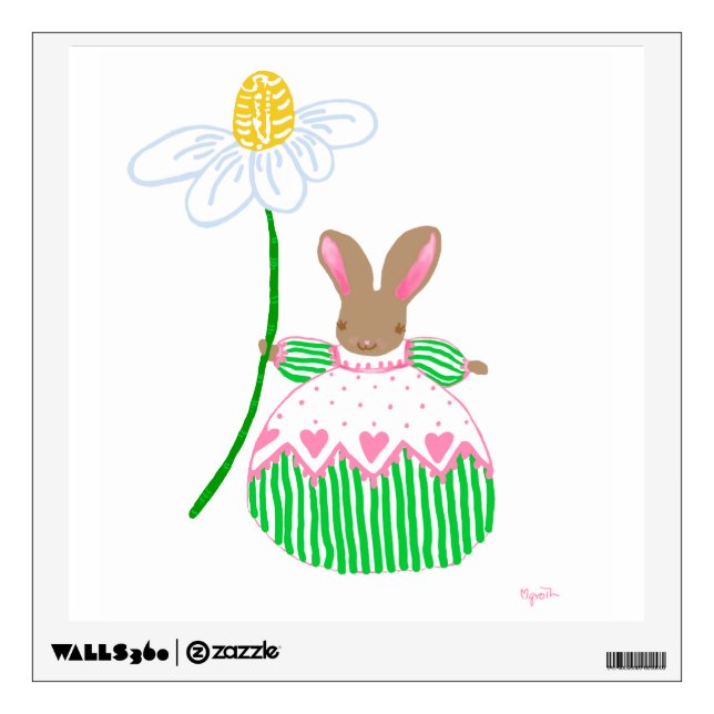 pink and green Fifi bunny Wall Sticker (Front)