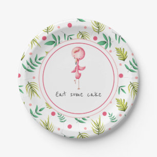 Pink and Green Flamingo Party Paper Plates