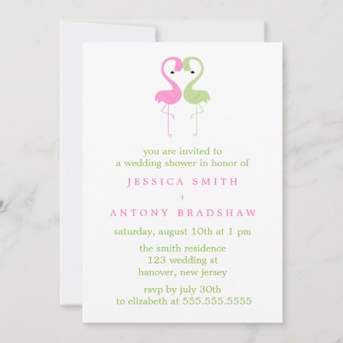 Pink and Green Flamingos Couples Wedding Shower Personalized Invitation