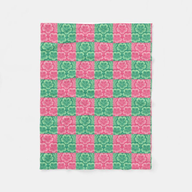 Pink and Green Fleece Blanket (Front)