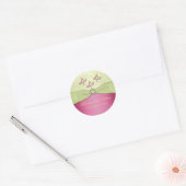 Pink and Green Floral 1.5" Round Sticker (Envelope)