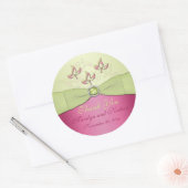 Pink and Green Floral 3" Round Thank You Sticker (Envelope)