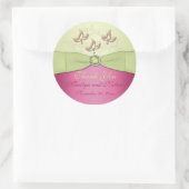 Pink and Green Floral 3" Round Thank You Sticker (Bag)