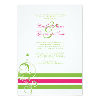 C Lime Wedding Invitations Announcements Zazzle Pink And Green Fl Bars Wedding Invitation
