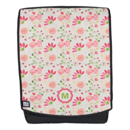 Pink and Green Floral Botanicals Backpack
