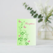 Pink and Green Floral Butterflies Enclosure Card (Standing Front)