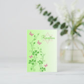 Pink and Green Floral Butterflies Enclosure Card (Standing Front)