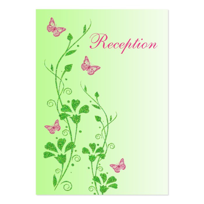 Pink and Green Floral Butterflies Enclosure Card Business Cards
