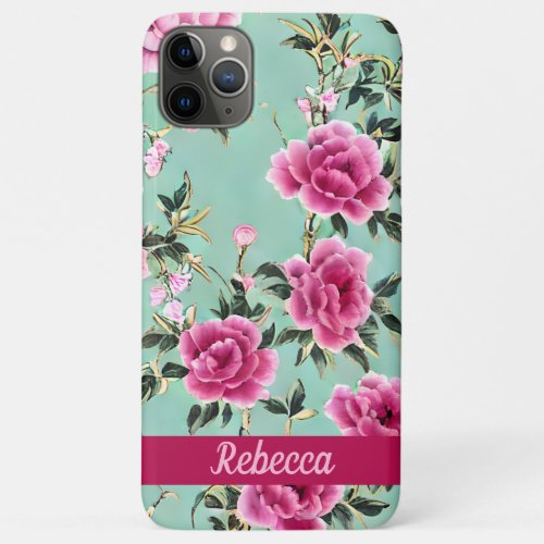 Pink and Green Floral Chinoiserie iPhone 11 Pro Max Case