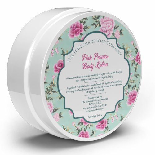 Pink and Green Floral Chinoiserie Label 