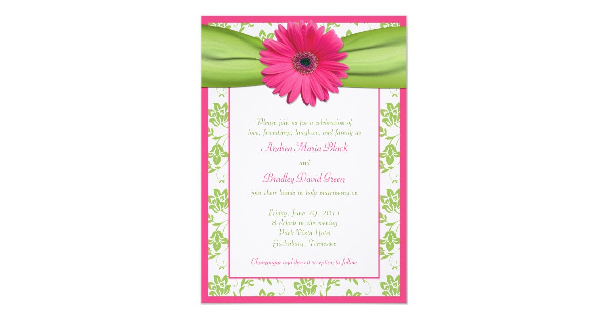 Wedding Invitation Pink And Green 1