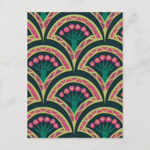 Pink and Green Floral Fan Pattern Advice Card