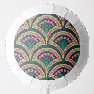 Pink and Green Floral Fan Pattern Balloon