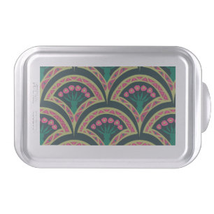 Pink and Green Floral Fan Pattern Cake Pan