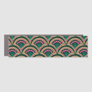 Pink and Green Floral Fan Pattern Car Magnet