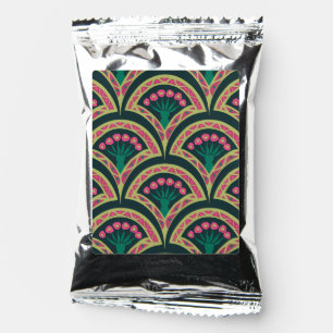 Pink and Green Floral Fan Pattern Coffee Drink Mix