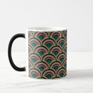 Pink and Green Floral Fan Pattern Color Morph Mug