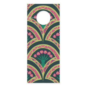 Pink and Green Floral Fan Pattern Door Hanger