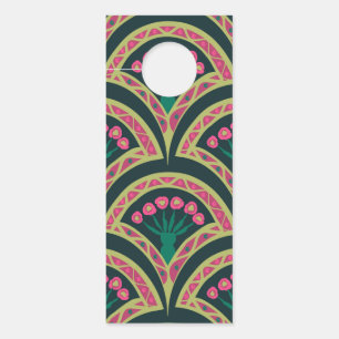 Pink and Green Floral Fan Pattern Door Hanger