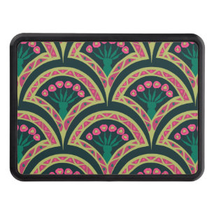 Pink and Green Floral Fan Pattern Hitch Cover