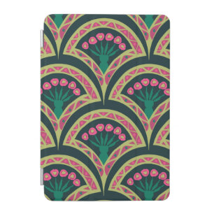 Pink and Green Floral Fan Pattern iPad Mini Cover