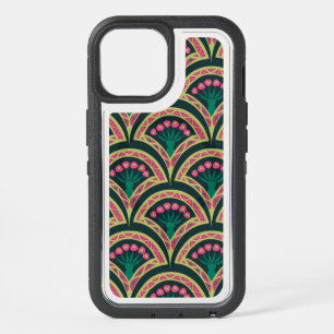 Pink and Green Floral Fan Pattern iPhone 15 Case