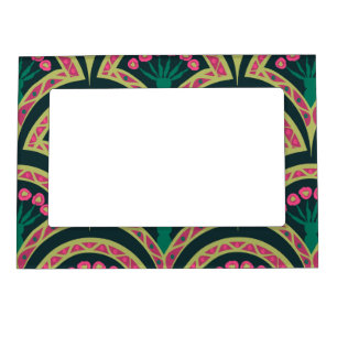 Pink and Green Floral Fan Pattern Magnetic Frame