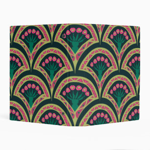 Pink and Green Floral Fan Pattern Mini Binder