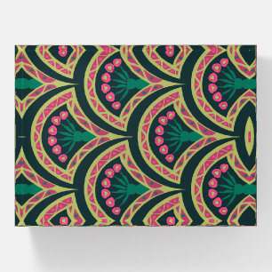 Pink and Green Floral Fan Pattern Paperweight
