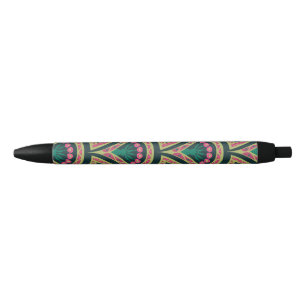Pink and Green Floral Fan Pattern Pen