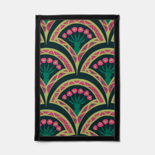 Pink and Green Floral Fan Pattern Pennant