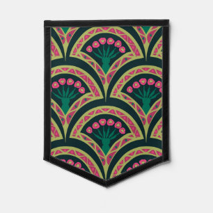 Pink and Green Floral Fan Pattern Pennant