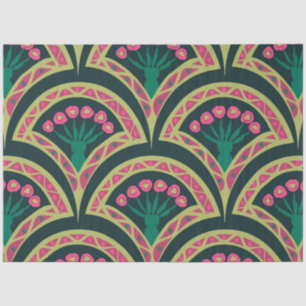 Pink and Green Floral Fan Pattern Tissue Paper