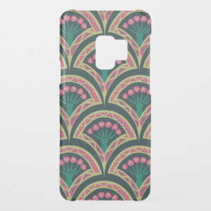 Pink and Green Floral Fan Pattern Uncommon Samsung Galaxy S9 Case