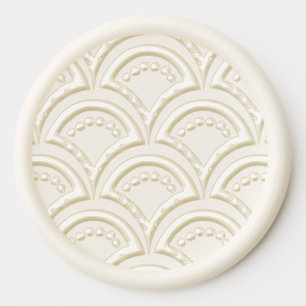 Pink and Green Floral Fan Pattern Wax Seal Sticker
