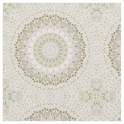 Pink and Green Floral Mandala Pattern Design Fabric