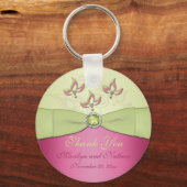 Pink and Green Floral Monogrammed Keychain (Front)