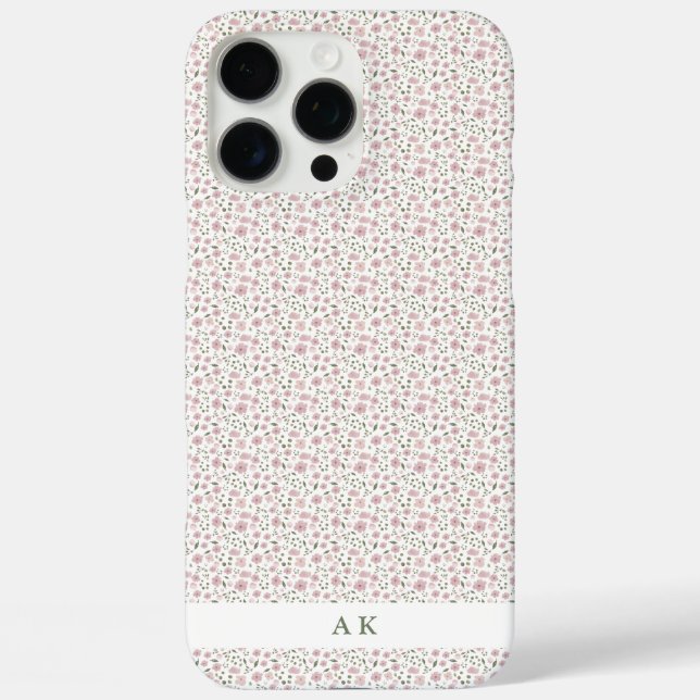 Pink and Green Floral Personalized Case-Mate iPhone Case (Back)