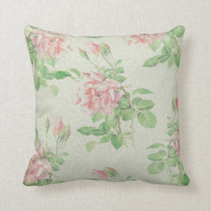 Pink and Green Floral Pillow