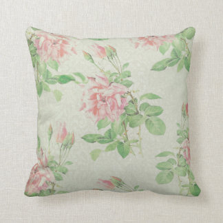 Pink and Green Floral Pillow