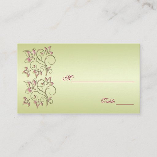 Customizable Pink and Green Floral Placecards Business Card Template