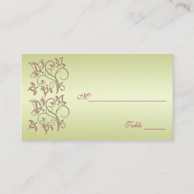Pink and Green Floral Placecards (Front)